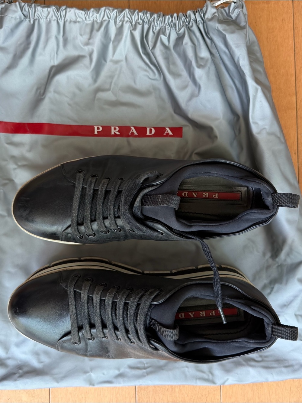 Prada Black Leather Men’s Low-Top Sneakers